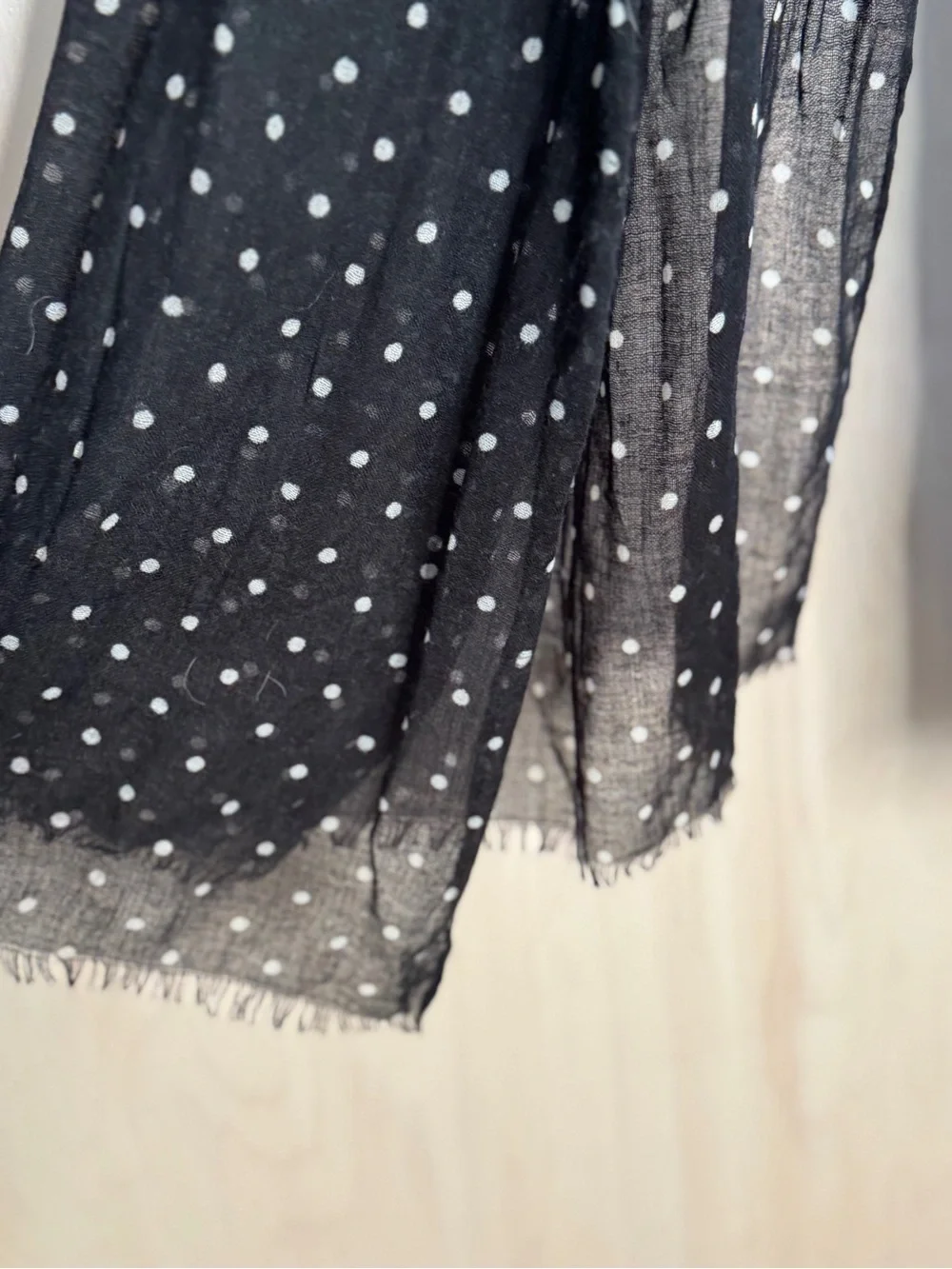 Black Polka Dot Sheer Wrap Scarf